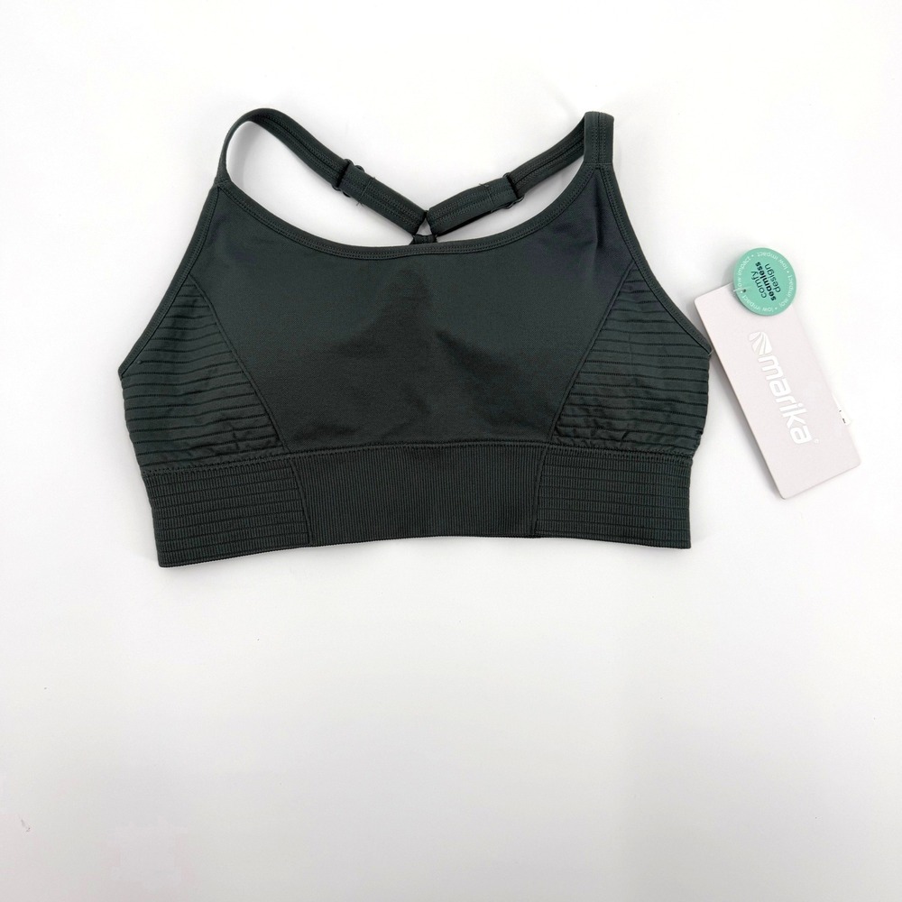 Marika‎ Womens Small Low Impact Seamless Sports Bra Balsam Green Black MK003188